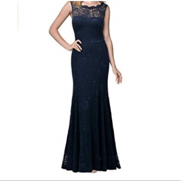 NEW Womens Flare Navy Blue Evening Dress - Picture 1 of 4